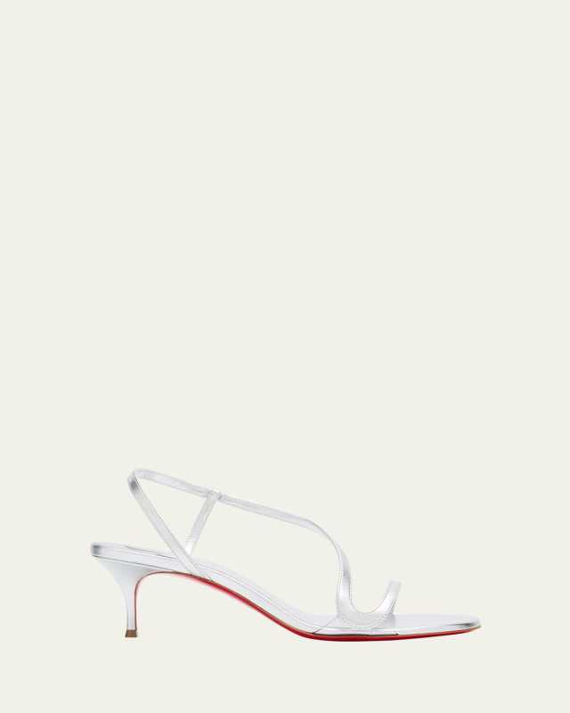 Rosalie Metallic Leather Red Sole Kitten-Heel Sandals
